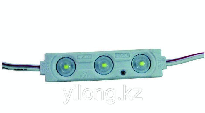 Трехточечный (2835) с линзой и алюминиевым теплоотводом 0.72W (IP67) Белый