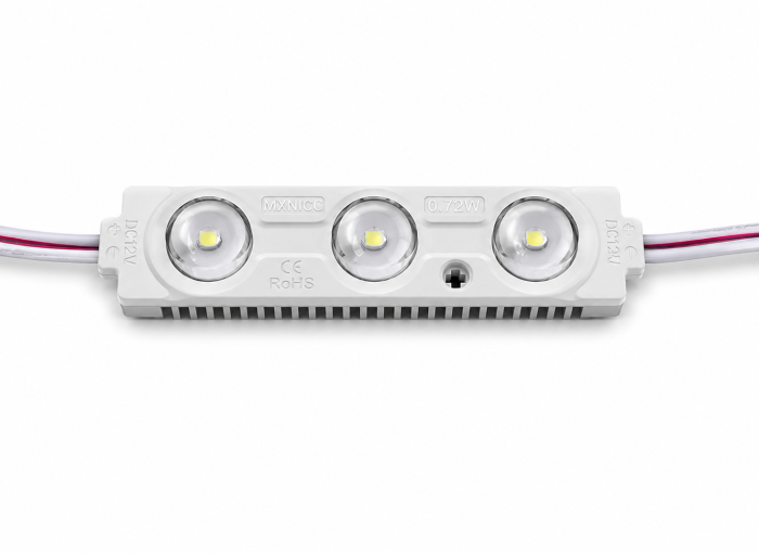 Трехточечный (2835) с линзой и алюминиевым теплоотводом 0.72W (IP67) Белый
